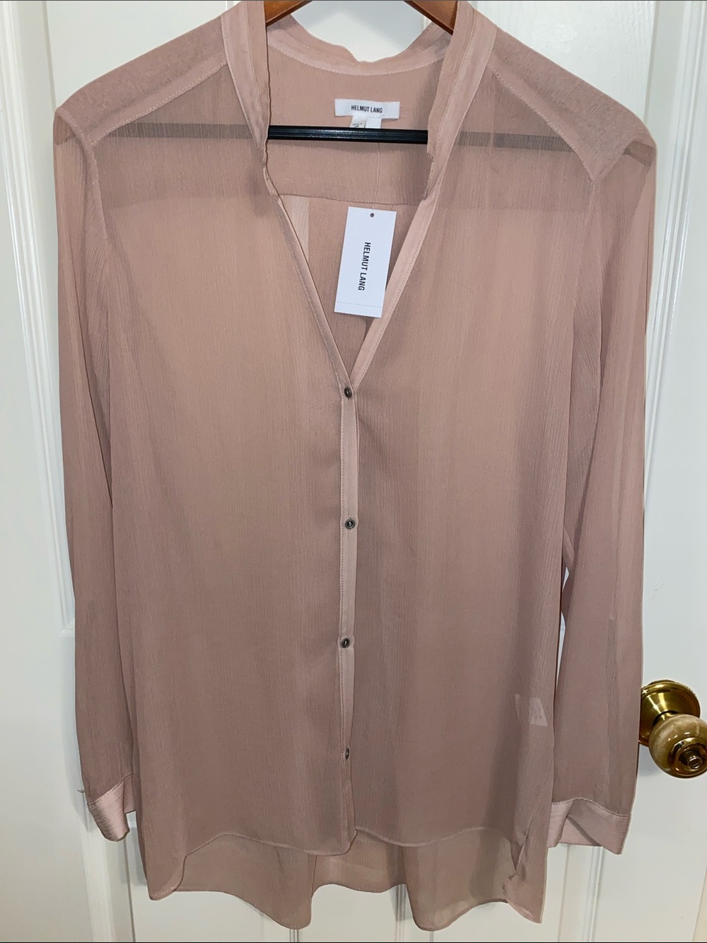 Helmut Lang Women’s Sheer Blush Button-Down Shirt New